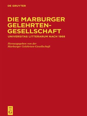 cover image of Die Marburger Gelehrten-Gesellschaft